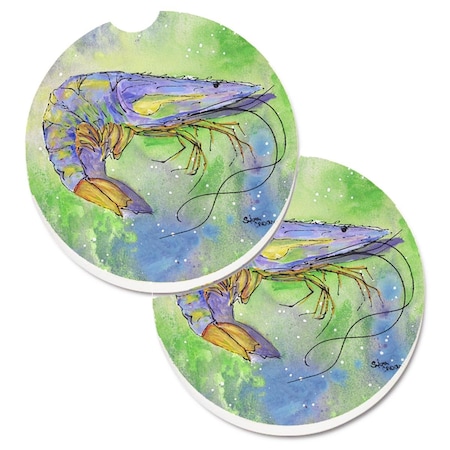 Carolines Treasures Shrimp Set of 2 Cup Holder Car Coaster 8342CARC